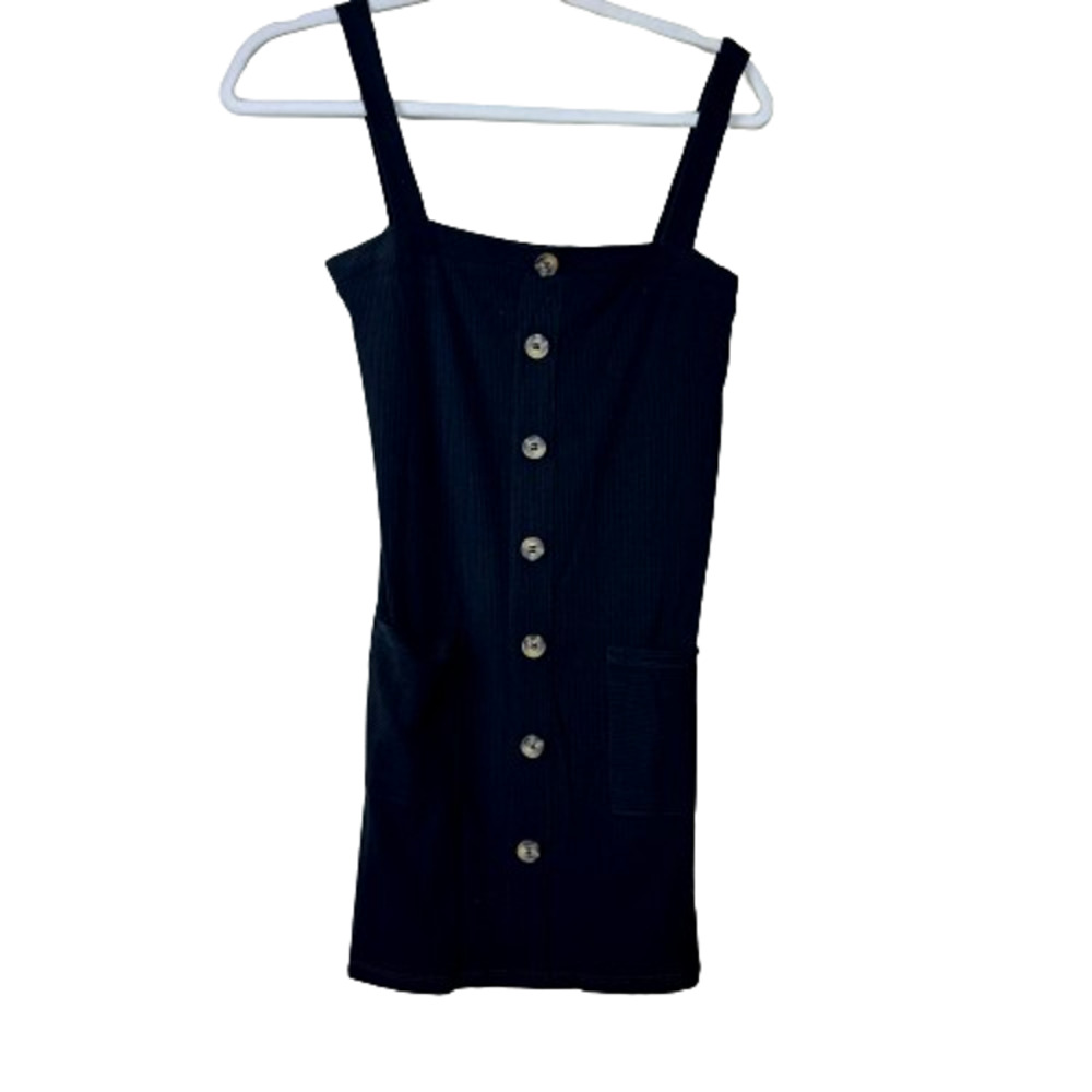 Olivaceous Black Button Up Ribbed Mini Dress NWT Size Medium